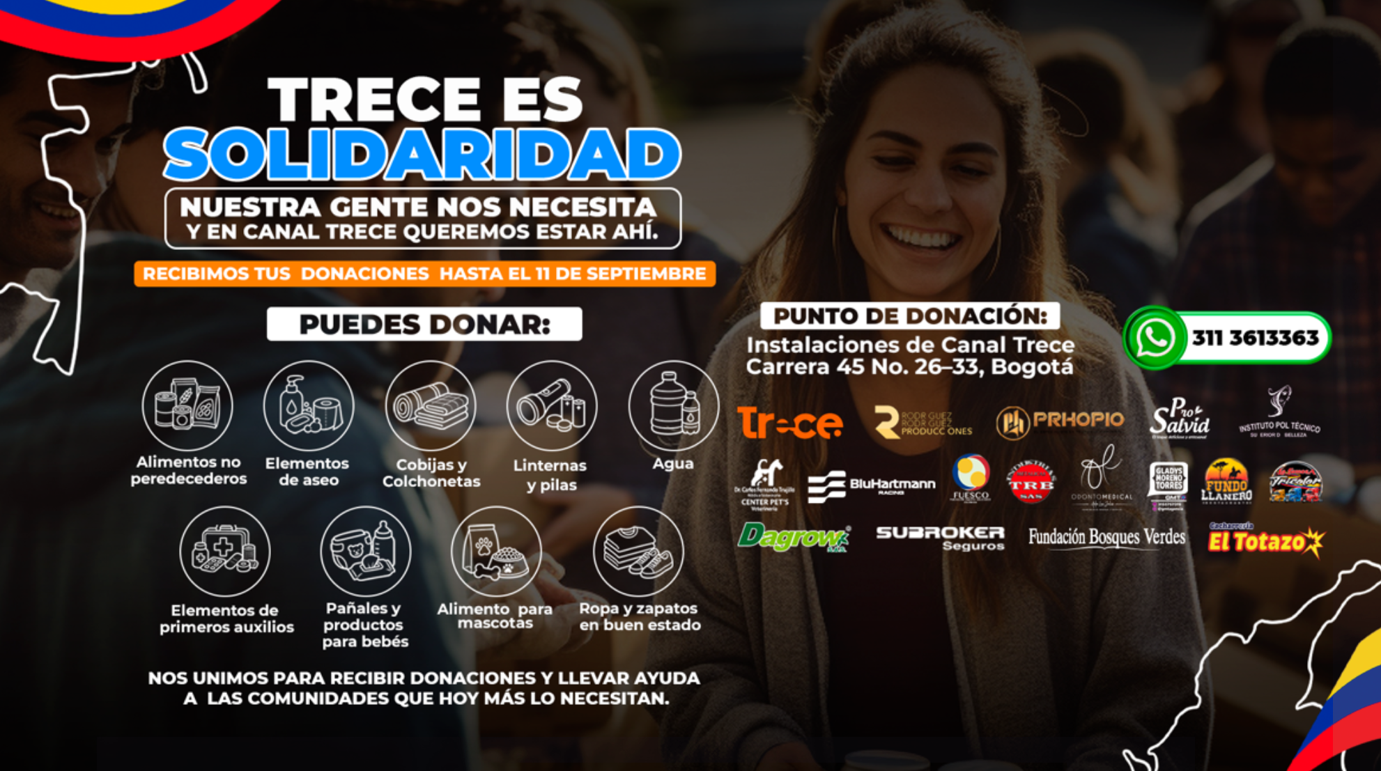 Se fortalece la iniciativa Trece es Solidaridad y llevará brigada médica, atención veterinaria y una olla comunitaria a familias afectadas por el terremoto